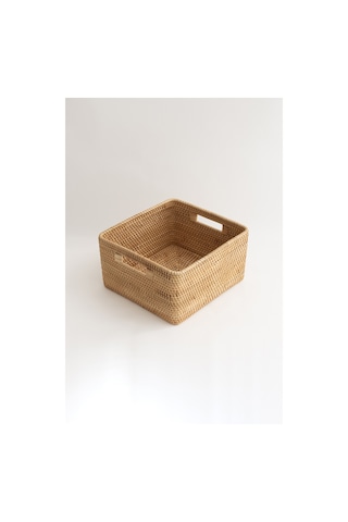 Meander Rattan Orta Boy Saklama Kutusu & Dekoratif Sepet 30x28x16 Natural