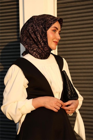 Silk Home Tivil Saf İpek 11496 - 02 Siyah Füme Çiçek Desen siyah