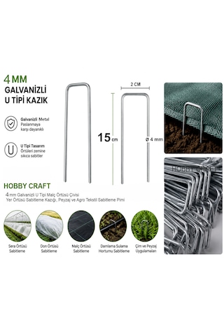 50 Adet Sera Taban Örtüsü Çivisi Ve Malç Örtüsü Kazığı 15 Cm Uzunluk 4 Mm Kalınlık - Galvanizli Yer Örtüsü Ve Çim Pimi Agro Tekstil Ve Bahçe Sabitleme Çivisi