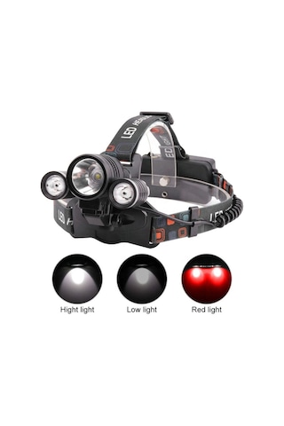 Boruıtt6 Kafa Feneri 5000 Lumens 3xcree Xm-T6+2r5 Lamba Led Kamp Çok Renkli