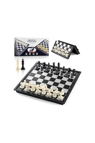 Klasik Katlanır Manyetik Satranç Takımı Okullar & Seyahat İçin Satranç Takımı 2li Dama Satranç Seti