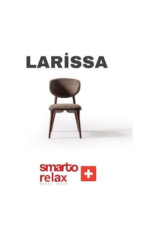 Smarto Relax Larisa 2'li Yemek Masası Sandalye Seti - Ahşap Ayaklı, Kahverengi Kumaş Kahverengi