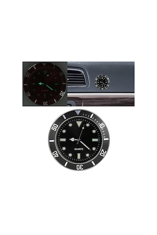 Araç İçi Yapıştırma Saat Araba Işıklı Saat Siyah