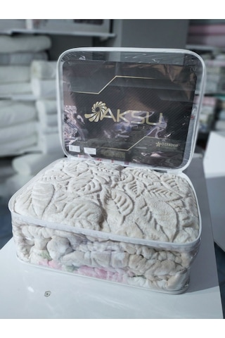 Aksu Tek Kişilik Vizon Battaniye Antibakteriyel Pembe Bej