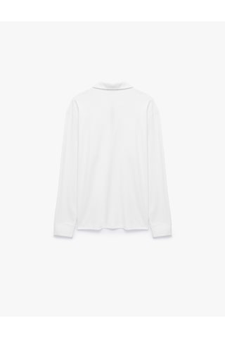 Koton Pamuklu Uzun Kollu Yarım Fermuarlı Polo Yaka Sweatshirt Beyaz 7wam70105mk