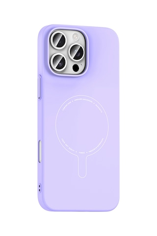 Maks Technology iPhone Uyumlu 16 Pro Kılıf M-safe Şarj Özellikli Kamera Korumalı Mkst Elio Sert Pc Kapak - Lila