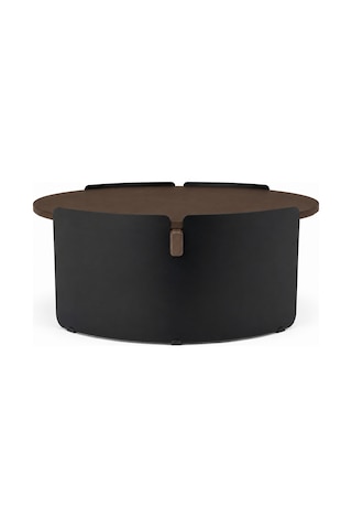 Orbit Yuvarlak Orta Sehpa Çap 90cm Mat Ceviz Ve Mat Siyah Metal Ayak 35cm Modern Tasarım Dekoratif Ceviz - Siyah