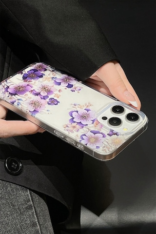 İphone 15 Pro Uyumlu Kılıf Solmayan Imd Baskı Desenli, Şeffaf Tpu+pc Botanik Kapak