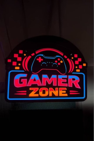 Gamer Zone / Oyuncu Bölgesi Tasarımlı Dekoratif Aydınlatma 23x16cm 603-1