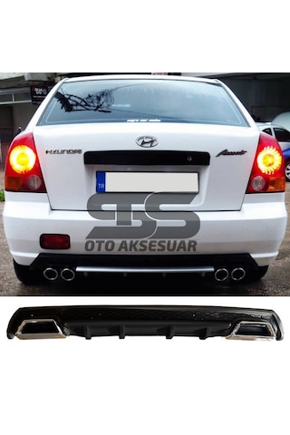 Hyundai Accent Admire Difüzör Arka Tampon Eki 2 Egzoz Çıkışlı Siyah Lüx Tip