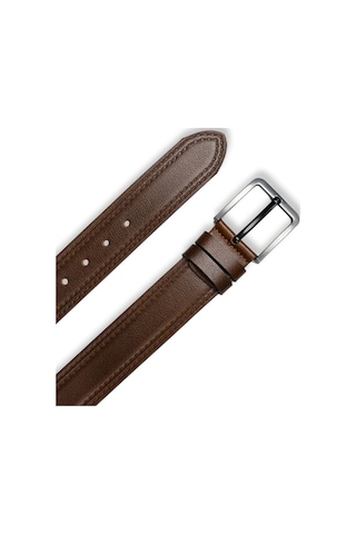 Mft Leather Hakiki Deri Kemer - Kahve, 4,5 Cm, Çift Dikiş Desen 8586 Kahve
