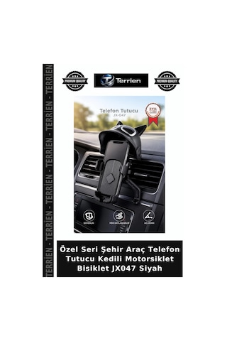 Özel Seri Şehir Araç Telefon Tutucu Kedili Motorsiklet Bisiklet Jx047 Siyah