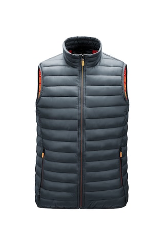 Erkek Sonbahar/kış Günlük Yelek Büyük Beden Dik Yaka Kolsuz Pamuklu Yelek Mavi