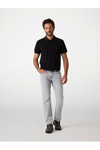 Ss Flocked Erkek Polo T-shirt Siyah