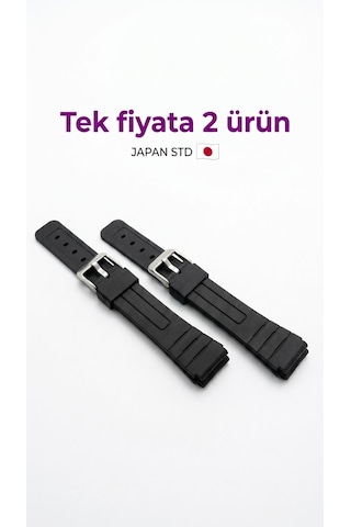 Casio F-91w F-105w Uyumlu Metal Tokalı Silikon Saat Kordonu Siyah