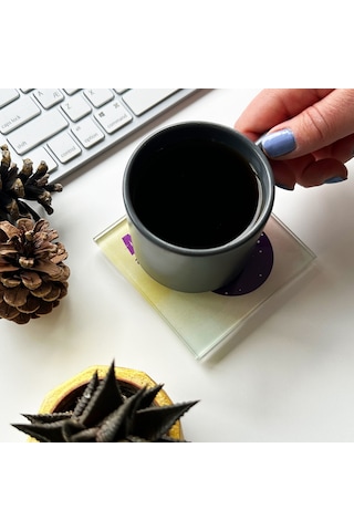 Decorita Cam Bardak Altlığı Burçlar - Akrep Burcu 4'lü Takım Çok Renkli