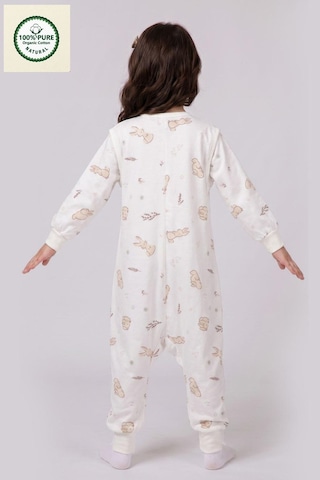 Cantoy Pazen Çıtçıtlı Çıkarılabilir Kollu Bebek Çocuk Uyku Tulumu 1.0 Tog %100 Pamuk Natural Krem