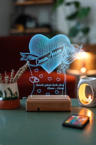 Kişiye Özel Anneler Günü Hediyesi 3D Led Lamba