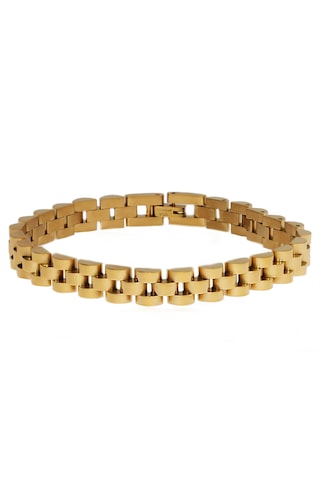 Erkek Hasır Model 1 Cm Kalınlığında Çelik Bileklik Gold
