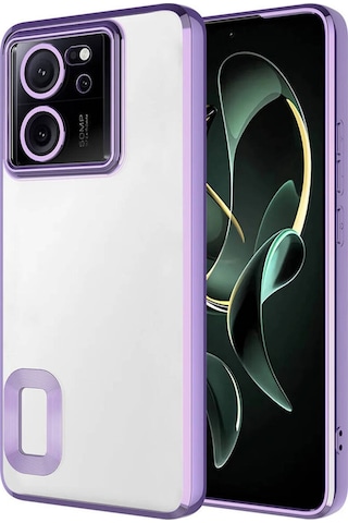Xiaomi Mi 13t Pro Yanları Renkli Lens Korumalı Logo Gösteren Şeffaf Luxury Silikon Kılıf