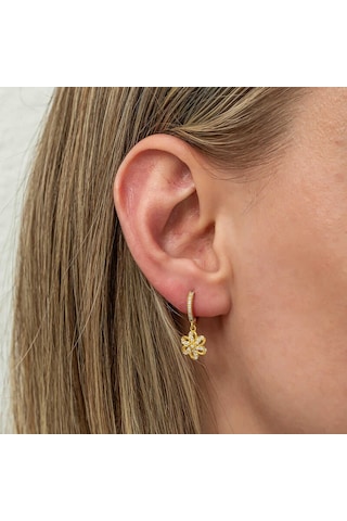 Stillove Gümüş Sallantılı Gold Çiçek Kadın Küpe T8816 Gold