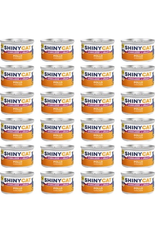 Gimcat Shiny Cat Jöle İçersinde Kısırlaştırılmış Tavuklu Yetişkin Kedi Konservesi 24 x 70 G