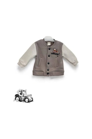 Erkek Bebek 3 İplik Sırt Baskılı Şardonlu Kolej Ceket-15452 Kahverengi
