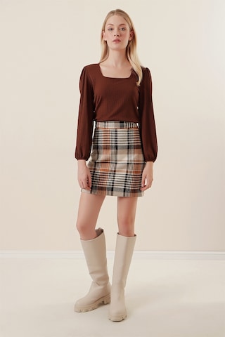 Bigdart 0442 Uzun Kollu Bluz - Kahverengi 001