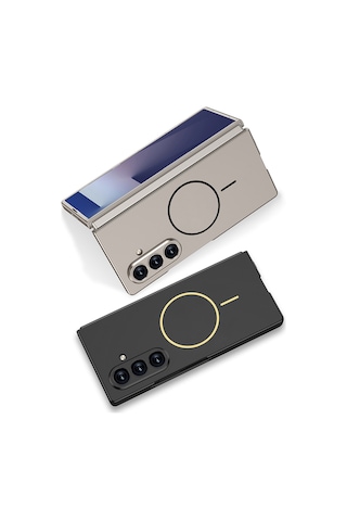 Ardemix Galaxy Uyumlu Z Fold 7 Kılıf Wireless Şarj Özellikli Zore Kıpta M-safe Kapak - Lacivert Lacivert