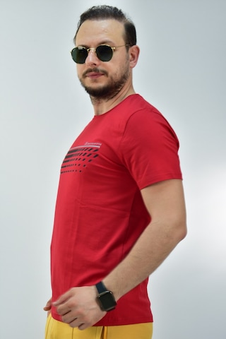 Escetic Erkek Kırmızı Slim Fit T-Shirt-3297 Kırmızı