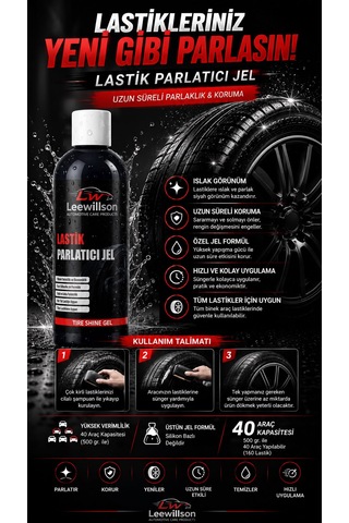 Lastik Parlatıcı Jel 500 Ml- Ekstra Parlak Ve Uzun Ömürlü Koruyucu Jel