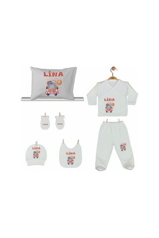 Pia Baby Gl 2206 İsme Özel Yastık Zıbın Set Krem