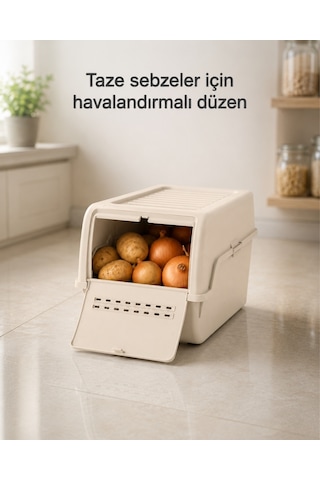 Mini Patates Soğan Sepeti Krem 8 L - Bpa Free Havalandırmalı Sebzelik