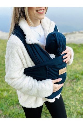 Lacivert Anakucağı Cepli Bebek Taşıma Şalı, Bebek Askısı Sling