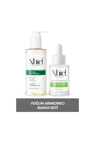 Nhiel Thermal Kızarıklık ve Akne Karşıtı Yoğun Arındırıcı Bakım Seti | Çay Ağacı Yağı, Zinc PCA