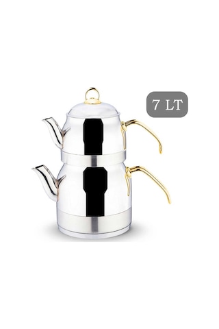 Lines Ayperi Paslanmaz Çelik Çaydanlık Takımı Gold Kulp 7 L Gold