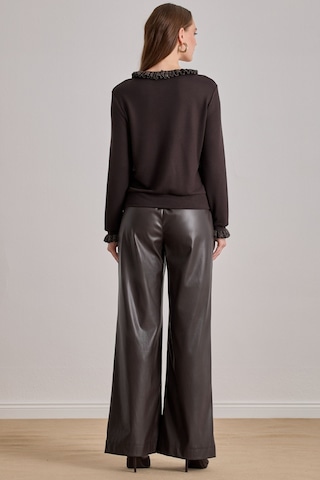 Relax Fit Kahverengi Örme Bluz Kahverengi