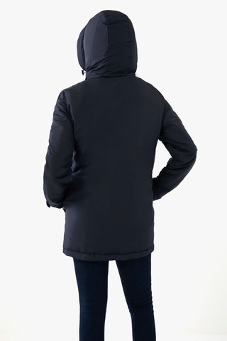 Kadın Lacivert Içi Polarlı Su Ve Rüzgar Geçirmez Kapüşonlu Kışlık Mont Kaban Parka Lacivert
