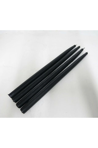 Bozkurt Konik Şamdan Mum Fener Mumu - Siyah - 24 Cm. - 4 Adetlik Paket Siyah