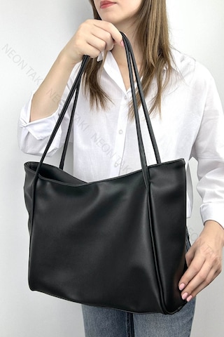 Çift Saplı Yumuşak Deri Omuz Ve El Çantası Siyah, 70 Siyah