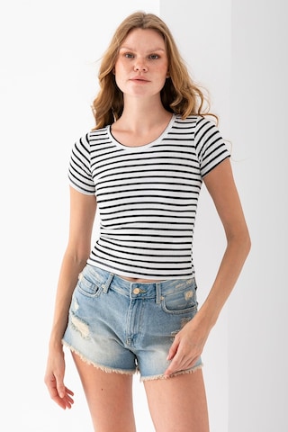Giysa Kadın Bisiklet Yaka Çizgili Basic Body Siyah - 25509 Siyah
