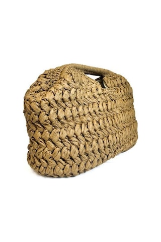 Uretti - Şennur 3131 El Örgüsü Burs Kapamalı Kahverengi Rafya İp Clutch Çanta / 38 Cm X 21 Cm Kahverengi