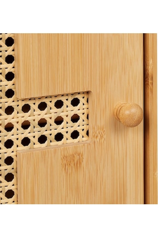 Bambu Dolabı 2 Raflı Mıknatıslı Kapaklı Doğal Rattan Görünümlü 28x28x16 Cm, Otel Ve Restoranlar Için Uygun Ahşap