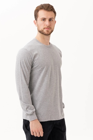 Gaura Gri Uzun Kollu Basic T-shirt Gri Melanj