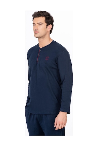 Kompedan Erkek Düğmeli Yaka Pijama Takımı Lacivert 031 Lacivert