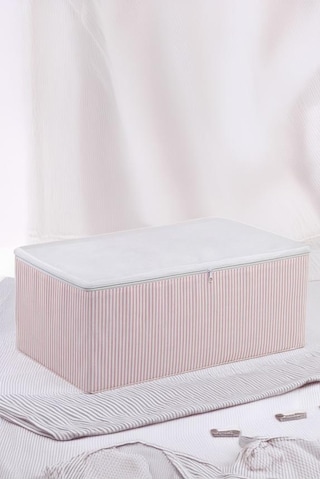 Pembe Çizgili Medium Baza Çekyat Altı 5 Adet Hurç 50x30x20cm Pembe