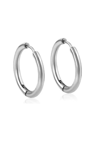 16 Mm Cerrahi Çelik Halka Küpe Gümüş Renkli Gri