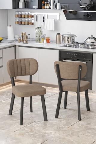 Parla Mutfak Sandalyesi Yemek Odası Bahçe Balkon Otel Restoran Kafe Sandalyesi - 6 Adet - Cappucino Cappuccino