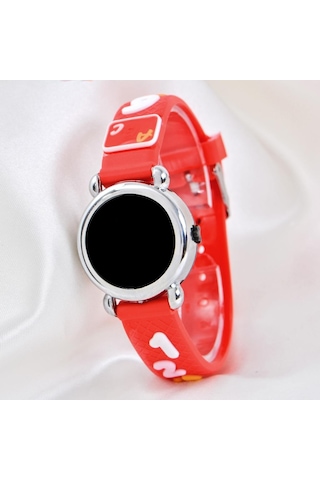 4-9 Yaş Kırmızı Renk Şirin Tasarım Unisex Kız Çocuk Led Kol Saati St-304147