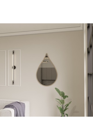 Dekoratif Damla Tasarımlı Pleksi Aynalı Duvar Dekoru Krem